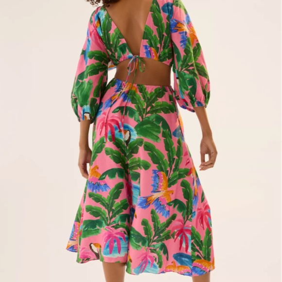 NWT ANTHROPOLOGIE FARM RIO PRINTED V-NECK CUTOUT DRESS - Picture 3 of 9